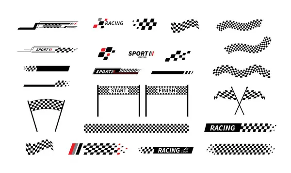Yarış bayrağı. Başla ve bayrağı bitir. Damalı bayrak. Yarış çizgileri. Yarış sporları grafikleri.