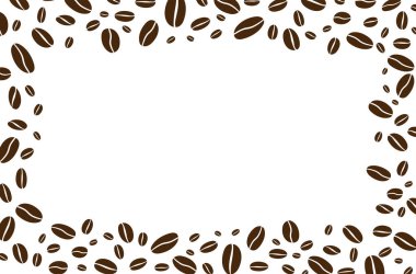 Kahve çekirdeği çerçevesi. Beyaz arka planda izole kahve çekirdekleri. Sınır Kahve çekirdeği.