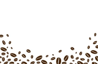 Kahve çekirdeği çerçevesi. Beyaz arka planda izole kahve çekirdekleri. Sınır Kahve çekirdeği.