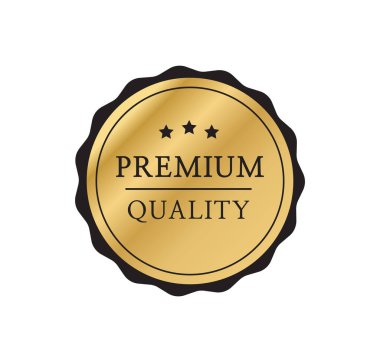 Kaliteli rozet. Premium sertifika kartı. Altın etiket, mühür, etiket.