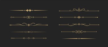 Klasik dekoratif altın çizgiler. Metin ayırıcılar. Altın Çizgiler ayırıcılar, Vintage ayırıcılar, Altçizgi