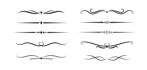 Set of Vintage decorative lines. text dividers. Line border. Lines separators. Vector illustration