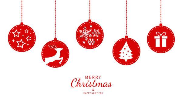 Hanging christmas ball. Decorative christmas element. Xmas banner. Merry christmas, new year