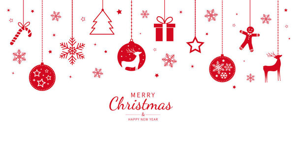 Bola Navidad Colgante Elemento Decorativo Navidad Banner Navidad Feliz Navidad — Vector de stock