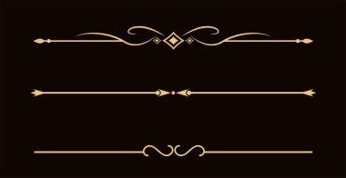 Klasik dekoratif altın çizgiler. Metin ayırıcılar. Satır ayırıcıları