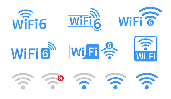 Набор значков Wifi6. Беспроводная и сетевая связь