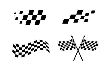 Yarış bayrağı tasarımı. Yarış çizgileri. Yarış bayrağı logosu. Spor damalı. Motorsport grafiği. Vektör