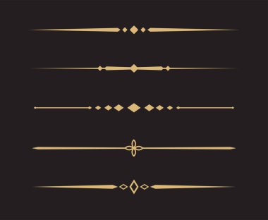 Klasik dekoratif altın çizgiler. Metin ayırıcılar. Altın sınır. Satır ayırıcıları.
