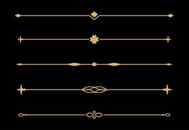 Klasik dekoratif altın çizgiler. Metin ayırıcılar. Altın sınır. Satır ayırıcıları