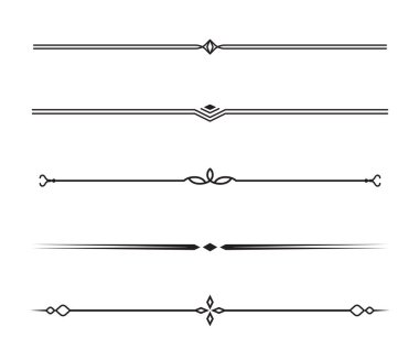 Klasik dekoratif çizgiler. Metin ayırıcılar. Hat sınırı. Satır ayırıcılar, Altı çizili.