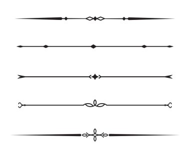 Klasik dekoratif çizgiler. Metin ayırıcılar. Hat sınırı. Satır ayırıcılar, Altı çizili.
