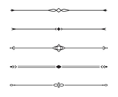 Klasik dekoratif çizgiler. Metin ayırıcılar. Hat sınırı. Satır ayırıcılar, Altı çizili.