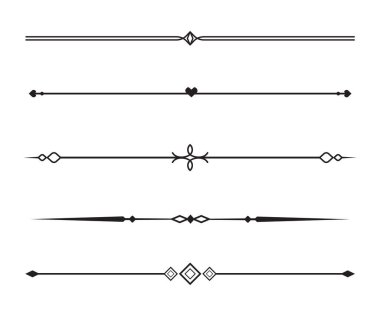 Klasik dekoratif çizgiler. Metin ayırıcılar. Hat sınırı. Satır ayırıcılar, Altı çizili.