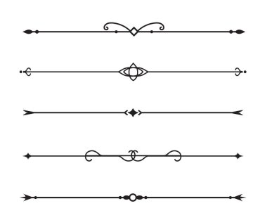 Klasik dekoratif çizgiler. Metin ayırıcılar. Hat sınırı. Satır ayırıcılar, Altı çizili.