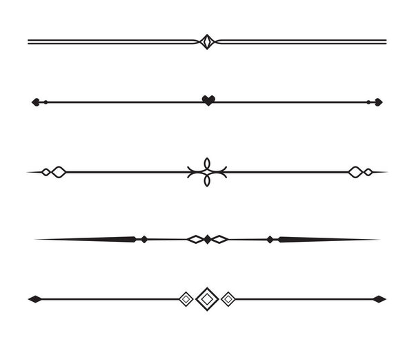 Set of Vintage decorative lines. text dividers. Line border. Lines separators, Underline.