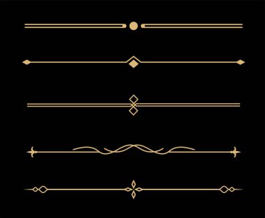 Klasik dekoratif altın çizgiler. Metin ayırıcılar. Altın sınır. Hat ayırıcılar. Altı çizili