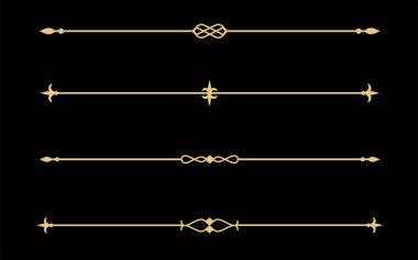 Klasik dekoratif altın çizgiler. Metin ayırıcılar. Altın sınır. Satır ayırıcıları.