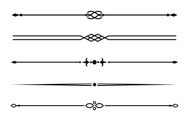 Klasik dekoratif çizgiler. Metin ayırıcılar. Hat sınırı. Satır ayırıcı
