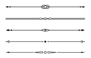 Klasik dekoratif çizgiler. Metin ayırıcılar. Hat sınırı. Satır ayırıcı