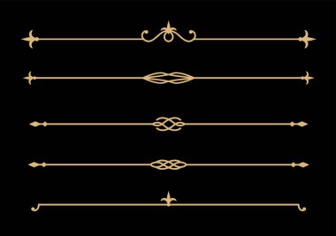 Klasik dekoratif altın çizgiler. Metin ayırıcılar. Altın sınır. Satır ayırıcıları