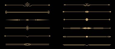 Klasik dekoratif altın çizgiler. Metin ayırıcılar. Altın sınır. Satır ayırıcı