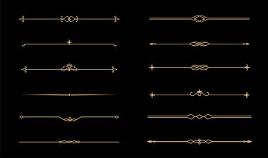 Klasik dekoratif altın çizgiler. Metin ayırıcılar. Altın sınır. Satır ayırıcı
