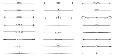 Vintage dekoratif çizgiler. Metin ayırıcılar. Hat sınırı. Çizgi ayırıcılar, Kenarlıklar, Vintage bölücüleri