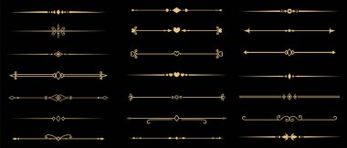 Klasik dekoratif altın çizgiler. Metin ayırıcılar. Altın sınır. Satır ayırıcıları