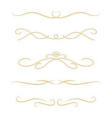 Klasik dekoratif altın çizgiler. Metin ayırıcılar. Altın sınır. Satır ayırıcıları