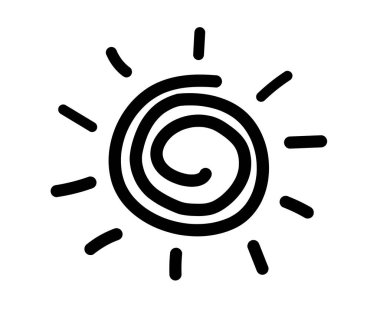 El çizimi güneş ikonu. Çizen çocuklar. Vektör illüstrasyonu