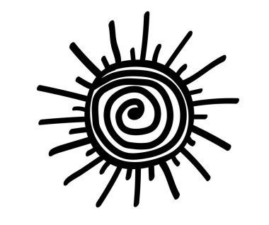 El çizimi güneş ikonu. Çizen çocuklar. Vektör illüstrasyonu