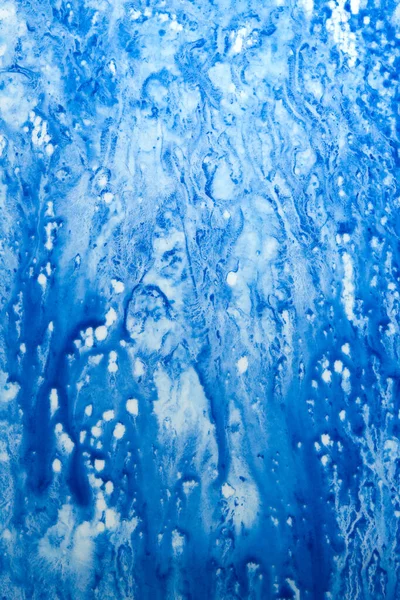 Abstract Hand Geschilderd Blauw Aquarel Plons Wit Papier Achtergrond Creatief Rechtenvrije Stockfoto's