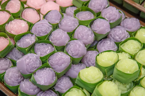 Kanom Chan Söt Tårta Thailändska Lager Dessert Stockbild