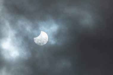 Kısmi güneş tutulması 25 Ekim 2022 'de Avrupa' da görülebilir. Hohneck, Vosges, Alsace, Fransa.