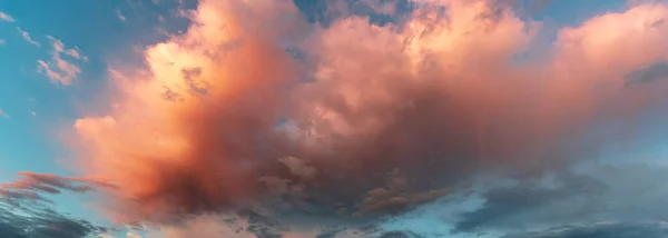 Céu Nuvens Rosa Laranja Noite Pôr Sol Banner Alsácia França — Fotografia de Stock