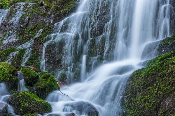 Весною Свіжі Гарні Водоспади Гірському Потоці Serva Champ Feu Vosges — стокове фото
