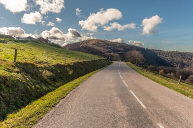 Route des Cretes in Vosges in autumn. Alsace, France.