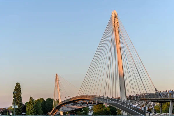 Deux Rives Voetgangersbrug Tussen Duitsland Frankrijk Kehl Straatsburg Symbool Van — Stockfoto