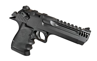 Beyaz arkaplanda izole edilmiş yarı otomatik tabanca