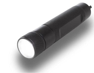 Altında gölgesi olan anahtarlığa dayanıklı el feneri.