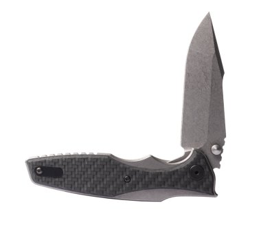 Folding tactical knife that has its blade partially open