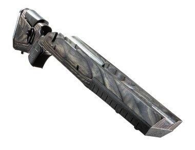 Yükseltilmiş sürgülü tüfek stoğu beyazda izole edildi