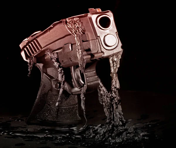 Red Hot Pistol Melting Black Background — Fotografia de Stock