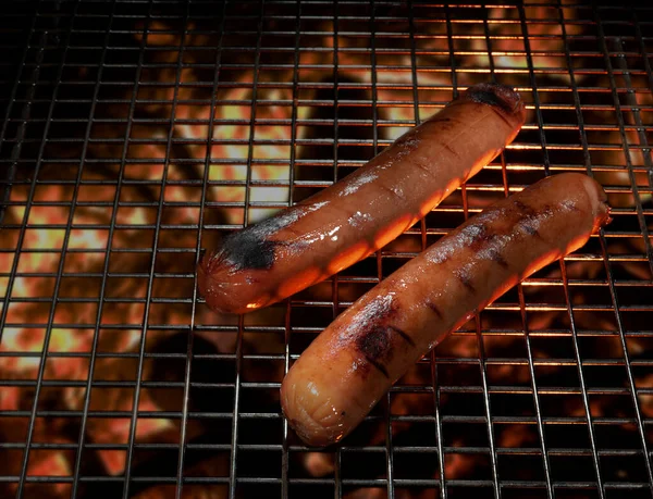Juicy Hot Dogs Cooking Grill — Stock Photo, Image