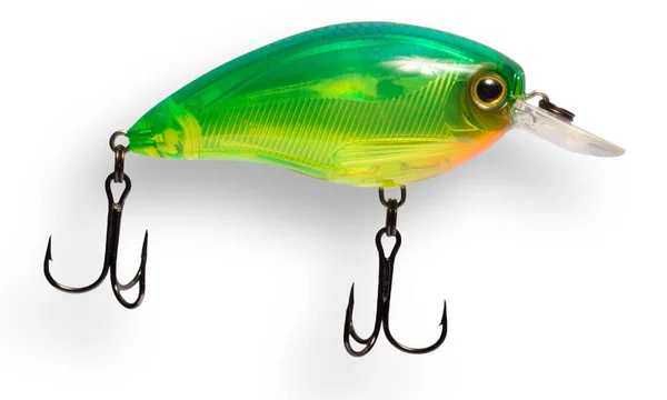 Sidovy Över Ett Grönt Konstgjort Fiske Lockbete — Stockfoto
