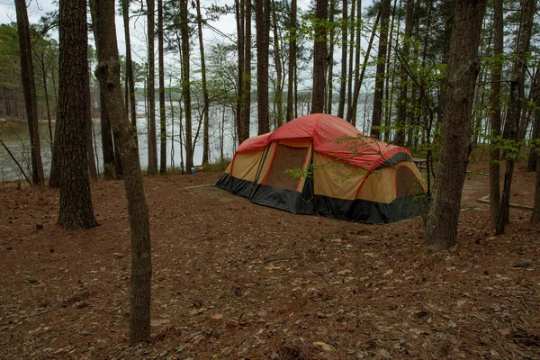 Двухкомнатный Нейлоновый Палаточный Лагерь Озере Джордан Северной Каролине — стоковое фото