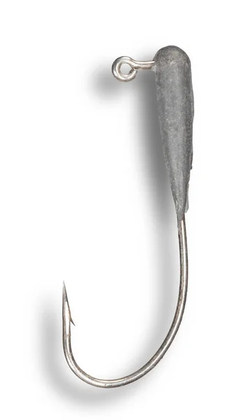 滑らかな治具の頭の下に影をドロップし 釣り人の端子タックル用に設計された接続フック — ストック写真