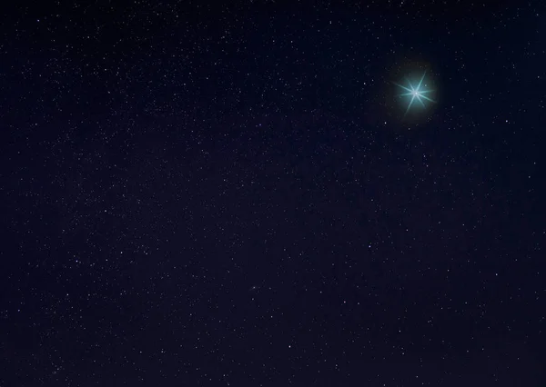 Leuchtend Blauer Stern Nachthimmel Mit Platz Für Text — Stockfoto