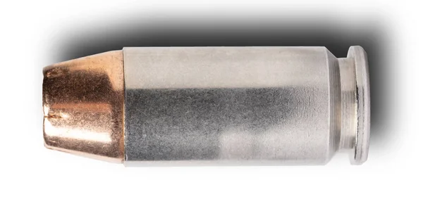 Munições Para Uma Pistola Semi Automática Calibre Com Caixa Prata — Fotografia de Stock