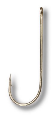 Gerçek bir oltanın arkasındaki gölge. Ucunda dikenli bakır renkli bir kanca.